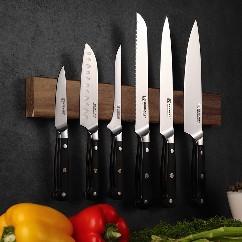 Black 6pcs Kitchen Knife Set with Magnetic Knife Holder