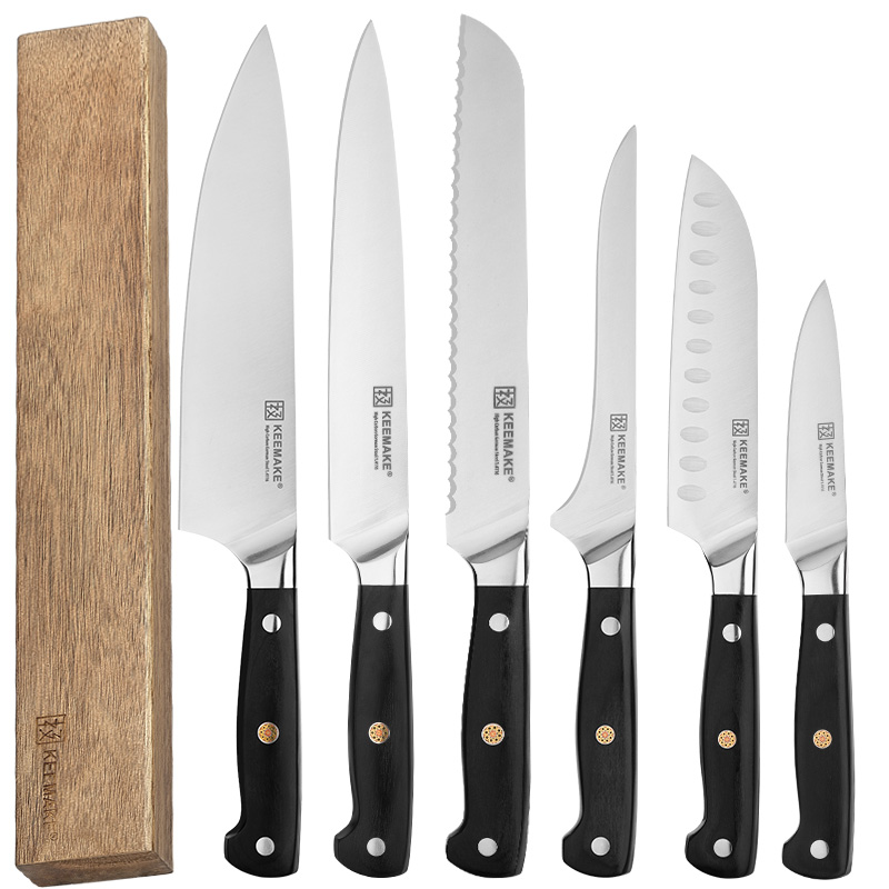 Black 6pcs Kitchen Knife Set with Magnetic Knife Holder