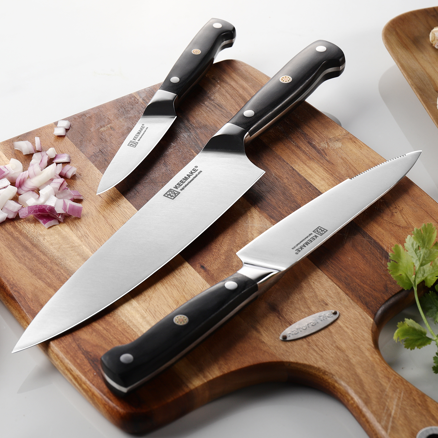 KEEMAKE-3pcs Kitchen Knife Set With Blue Gift Box