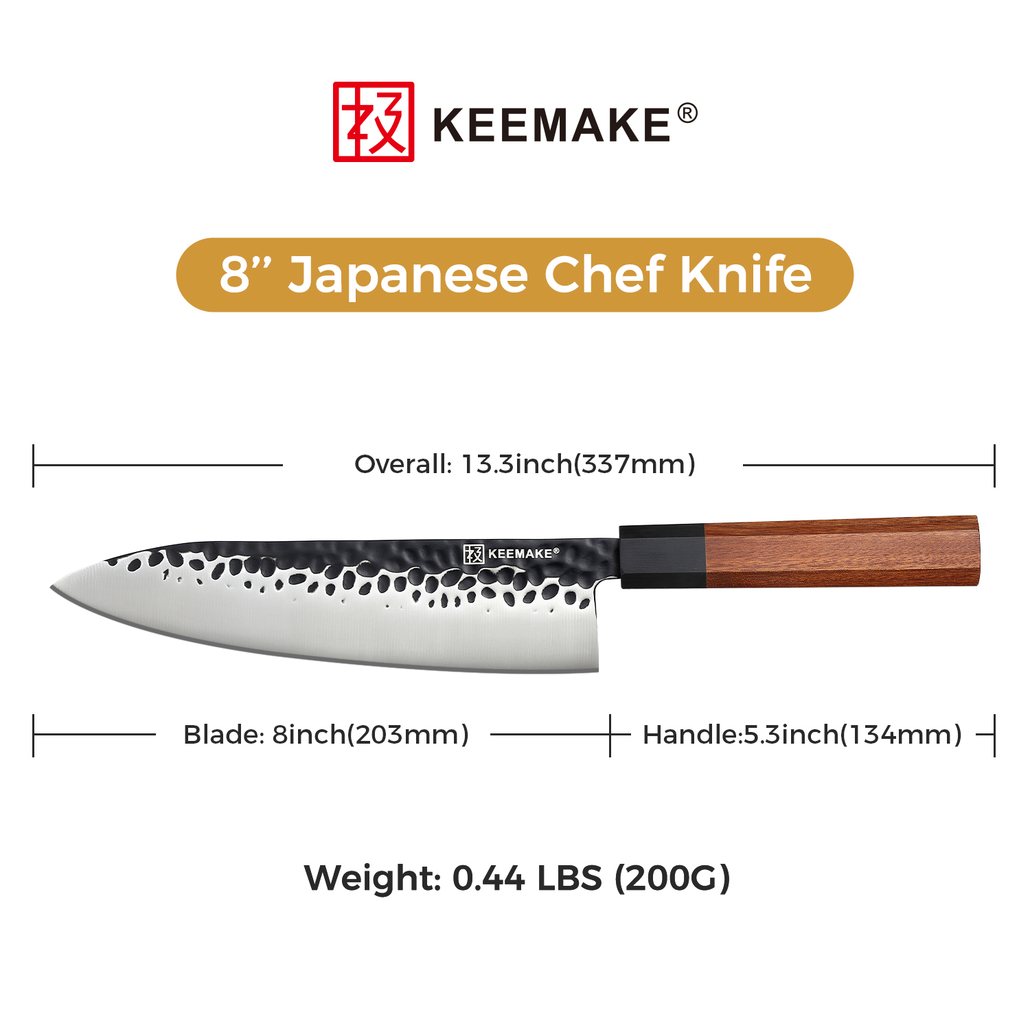 KEEMAKE Japanese Chef Knife, Sharp Kitchen Knife Japanese 440C Steel