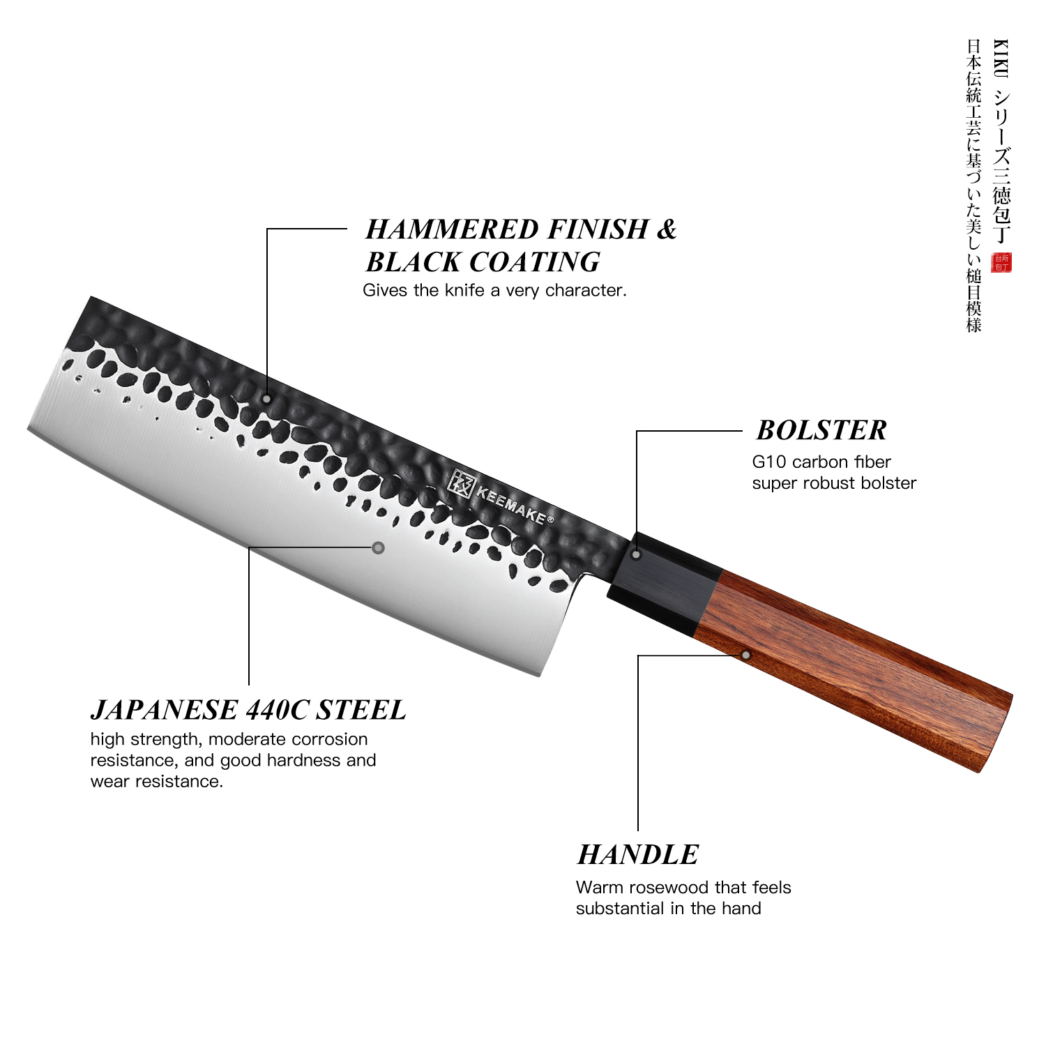 KEEMAKE Nakiri Knife Japanese Vegetable Knife 7 inch