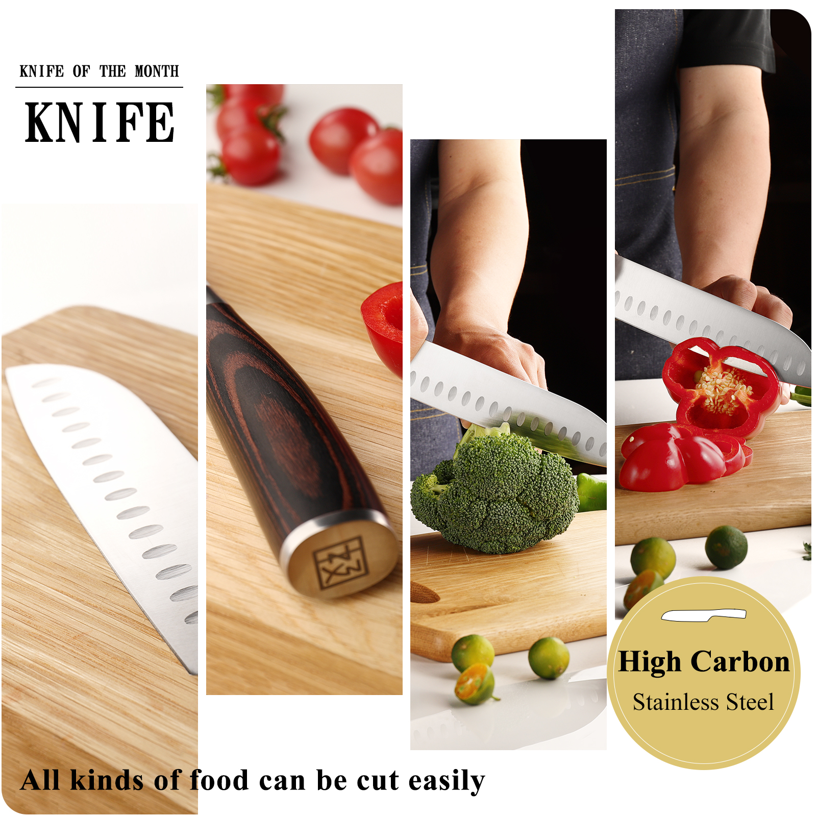 KEEMAKE Santoku Knife Set of 3pcs