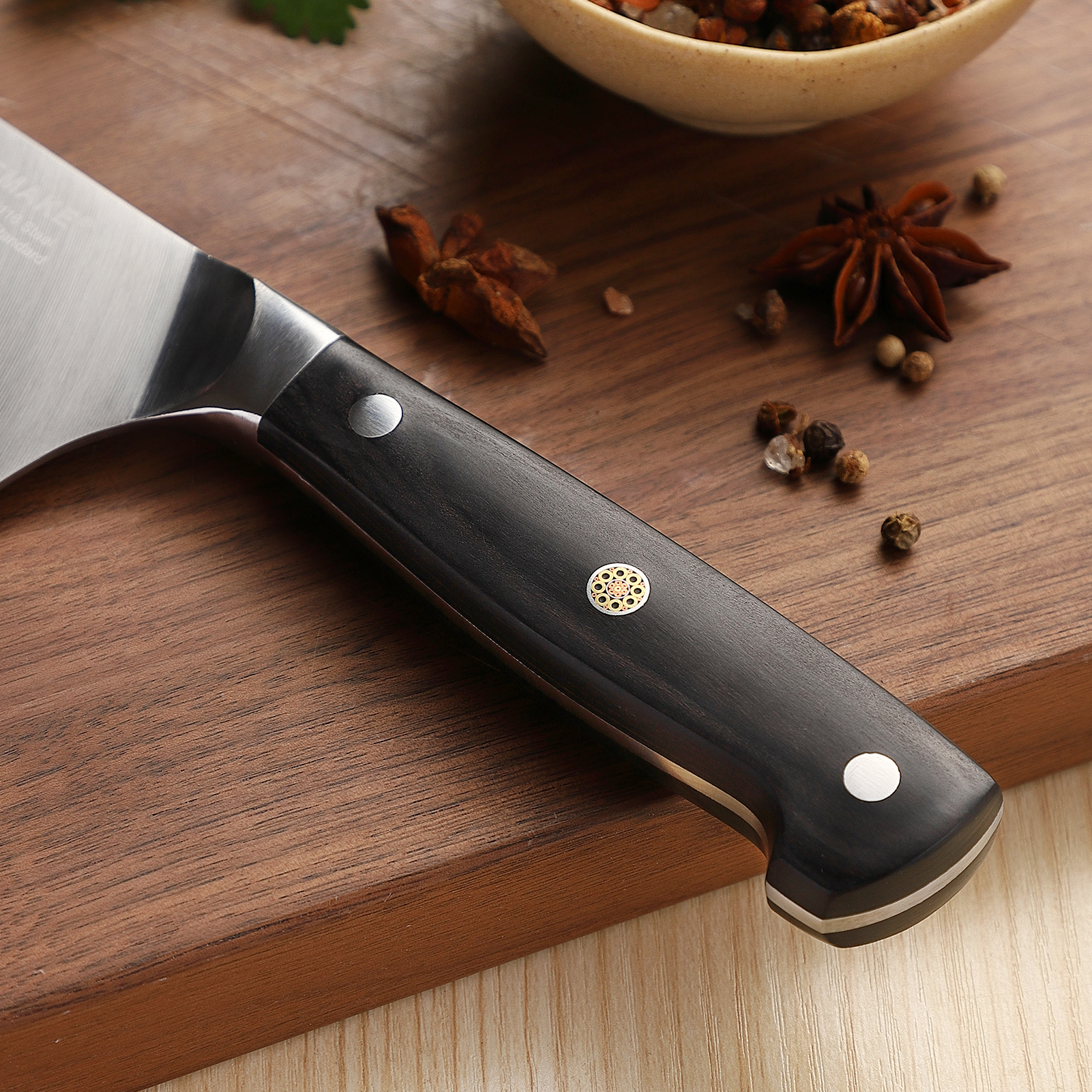 KEEMAKE-Meat Cleaver Knife Heavy Duty with Pakkawood Handle for