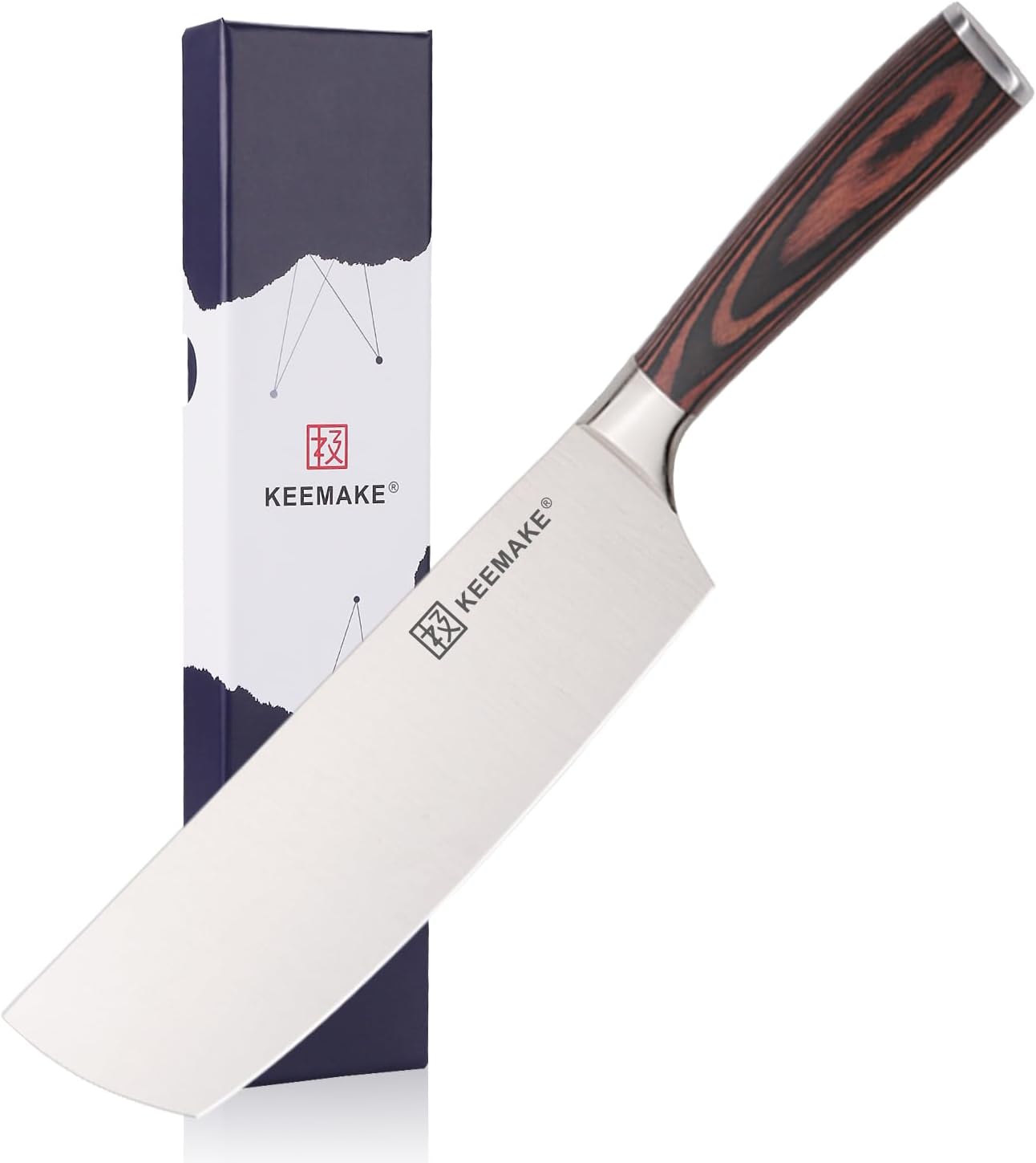 KEEMAKE Nakiri Knife 7 inch, Japanese Style Kitchen Knife with German High Carbon Stainless Steel 1.4116 Meat Knife