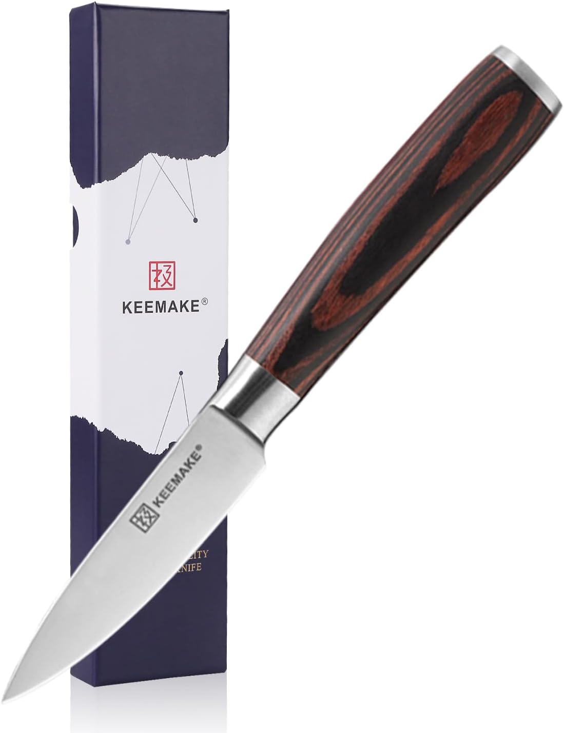 KEEMAKE Paring Knife 3.5 inch, Fruit Knife with German High Carbon Stainless Steel 1.4116 Pairing Knife with Pakkawood Handle