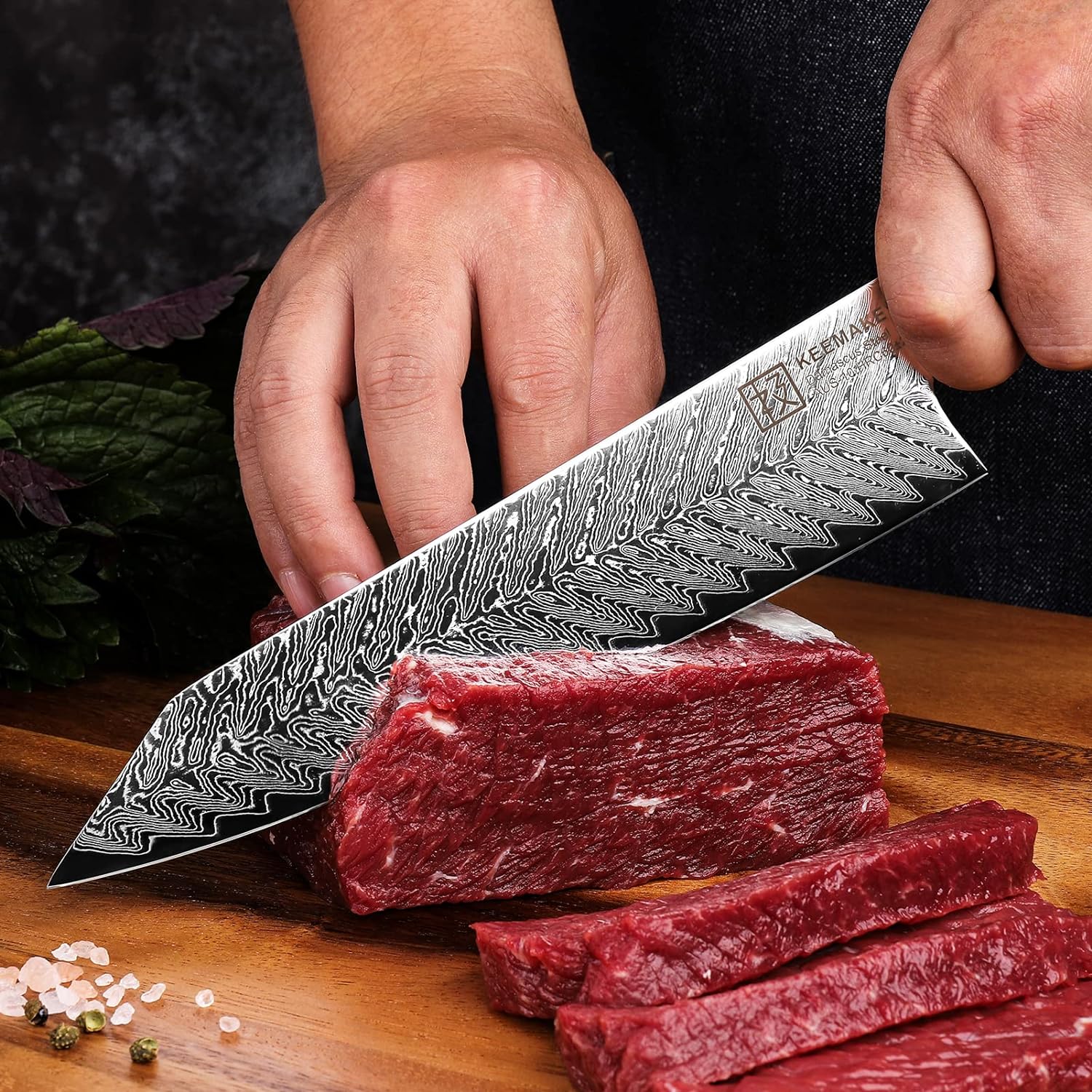 Keemake kitchen knife 8inch Gyuto chef's knife 67 layers Damascus stainless steel  for kitchen meat cutting(Blue G10 Handle)