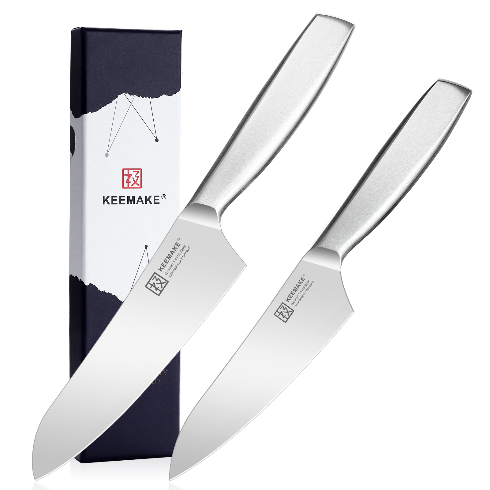 KEEMAKE 2pcs kitchen knife set high carbon stainless steel 1.4116 for meat & vegetable cutting