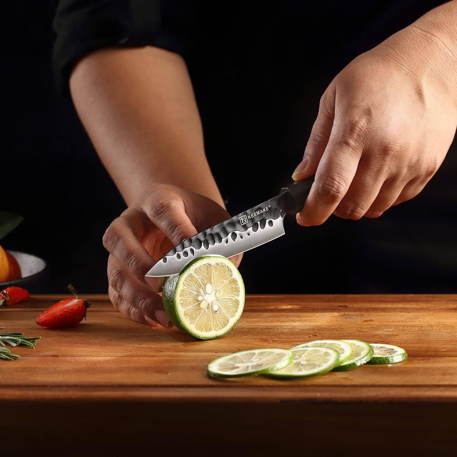 KEEMAKE Knife Set of 3pcs, Kitchen Knife Set with Japanese 440C Stainless Steel Blade Chef Knife Set with Octagon Rosewood Handle