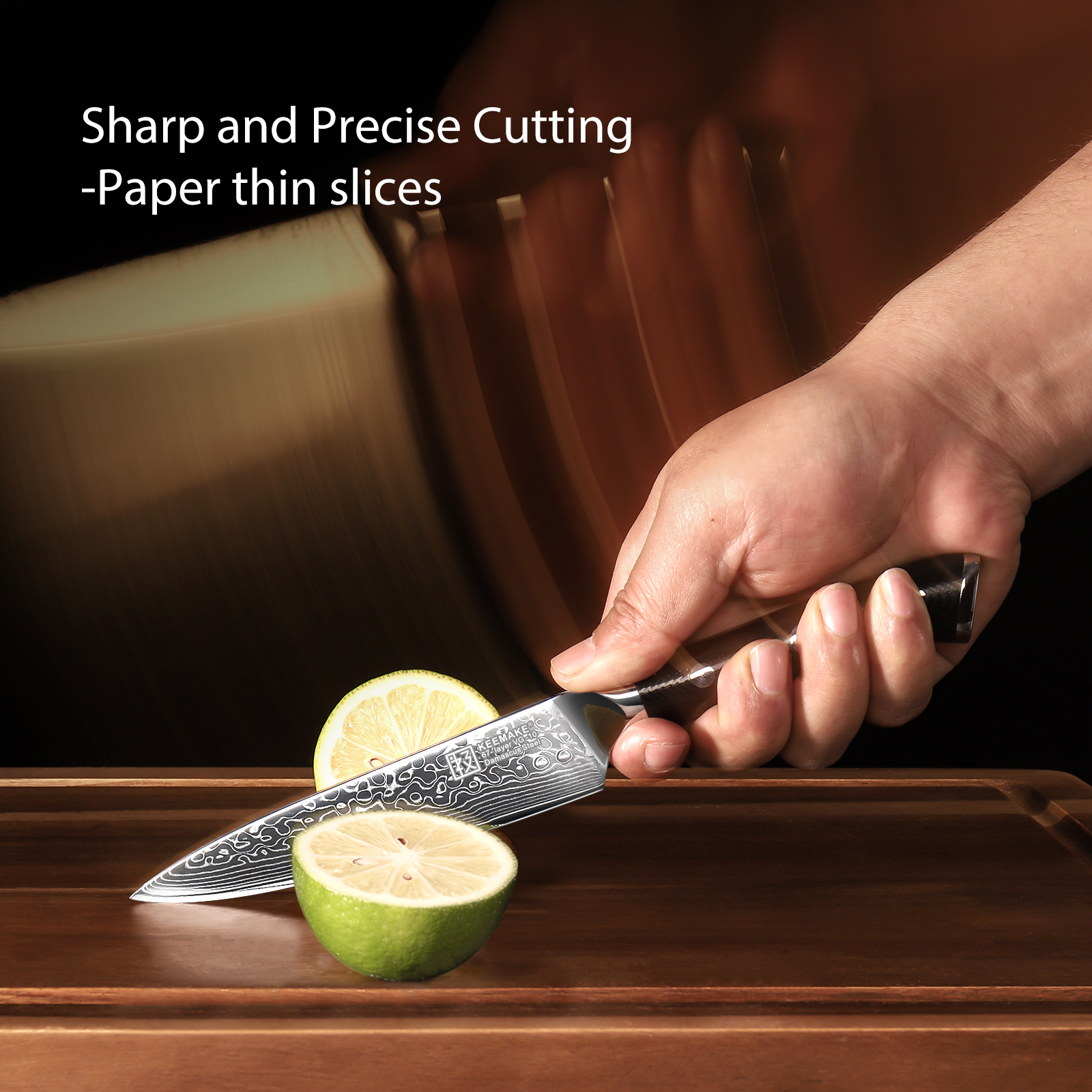 KEEMAKE Damascus Kitchen Utility Knife - 5 Inch Extra Sharp Multipurpose Kitchen Knife