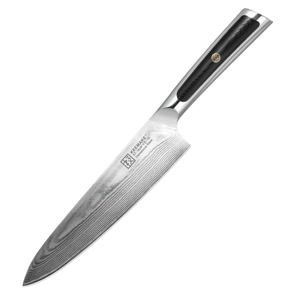 KEEMAKE-8 Inch Japanese Kitchen Gyuto Knife 67 Layers VG10 Damascus Steel Sharp Chef Knife with G10 Handle
